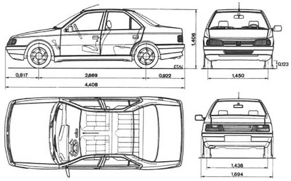 peugeot_405 dimension