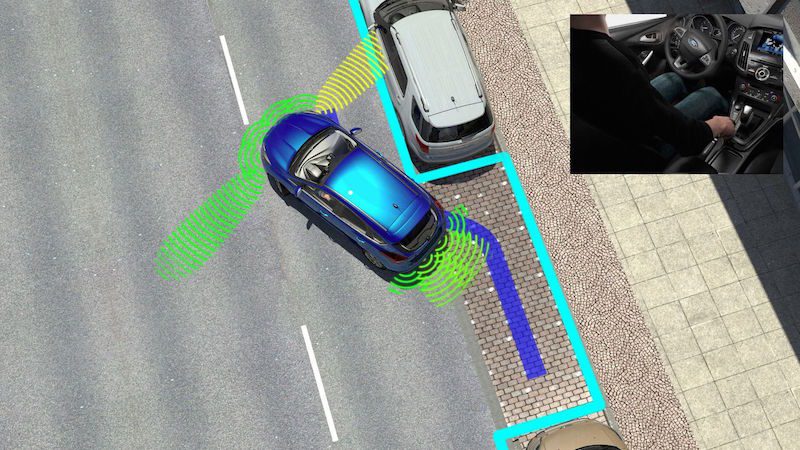 Enhanced Active Park Assist controls steering, gear selection and forward and reverse motion to facilitate parking at a push of a button. The system can automatically enter and exit a parallel parking space, and can reverse the vehicle into a perpendicular space.