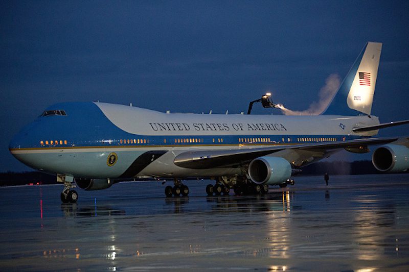 Air Force One De-Iced For Flight To Philadelphia