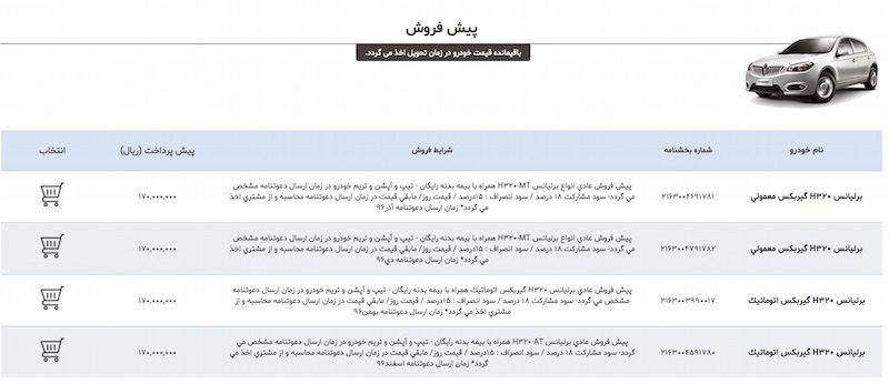 با ۱۷ میلیون تومان برلیانس H320 بخرید!