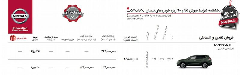 شرایط فروش نیسان ایکس تریل + قیمت!