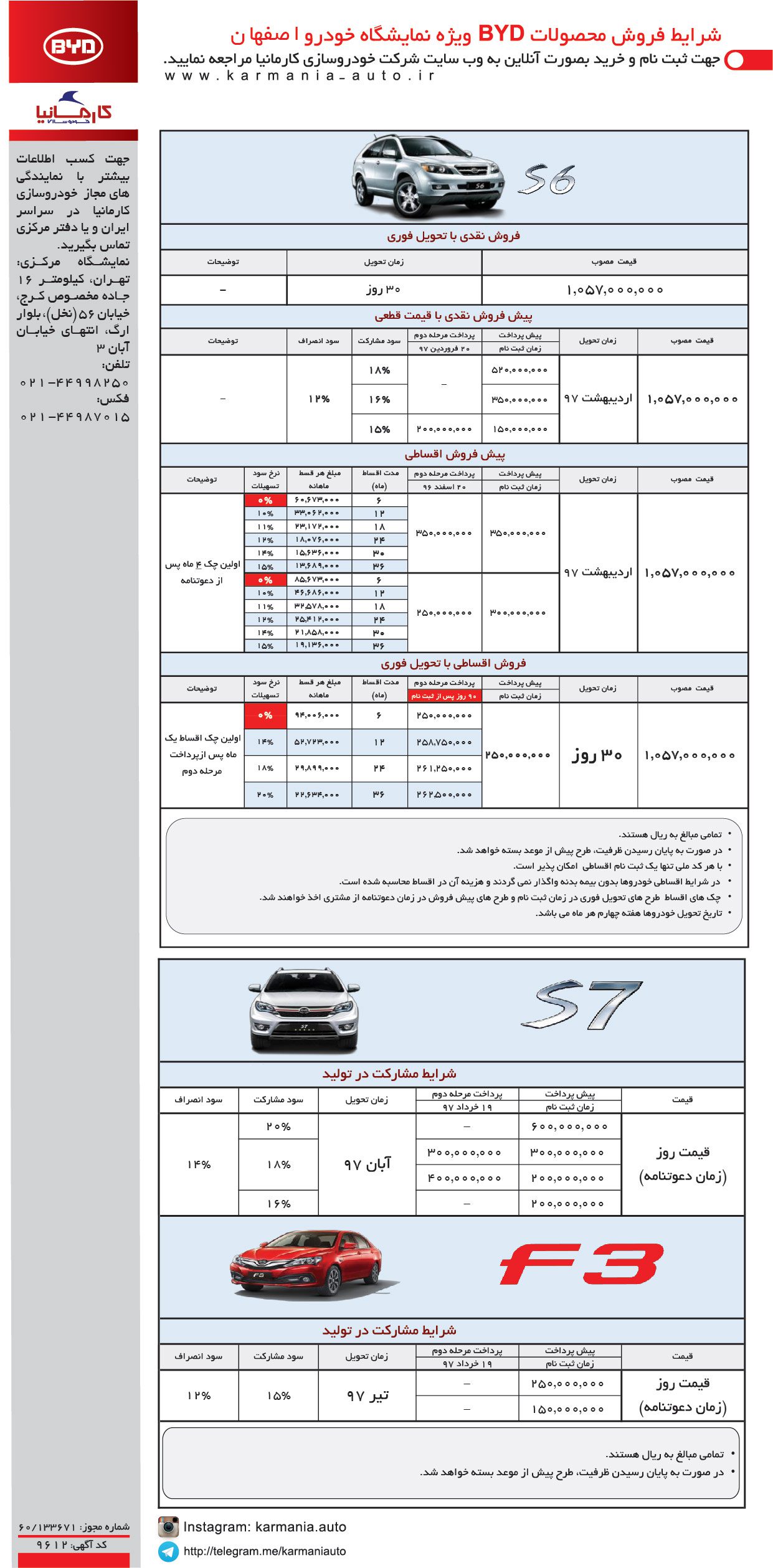 BYD S6 شرایط فروش کارمانیا