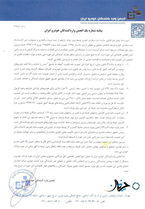 بیانیه شدید انجمن وارد کنندگان خودرو از دولت پس از تصویب بخش‌نامه جدید واردات!
