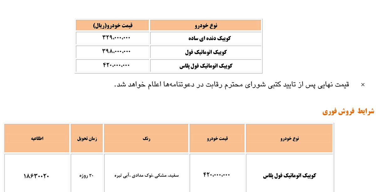 شرایط فروش و پیش‌فروش کوییک در مدل‌های مختلف اعلام شد +قیمت