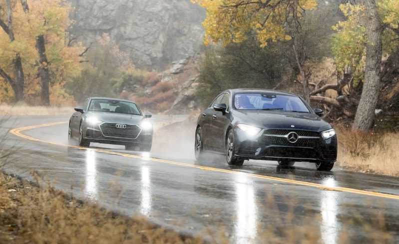 تقابل نسل جدید مرسدس CLS و آئودی A7 در یک روز بارانی؛ دربی آلمانی! 2019-audi-a7-vs-mercedes-benz-cls450- تقابل مرسدس CLS و آئودی A7