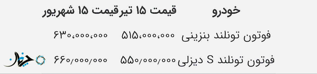 قیمت جدید پیکاپ فوتون تونلند همراه با افزایش قیمتی شدید، توسط ایران خودرو دیزل اعلام شد