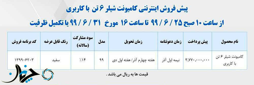 شرایط فروش کامیونت شیلر ویژه شهریورماه، توسط شرکت بهمن دیزل اعلام شد