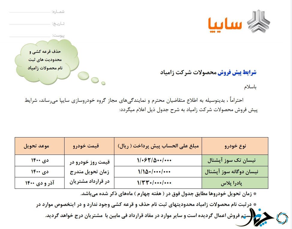 شرایط پیش‌فروش برخی محصولات زامیاد همراه با حذف محدودیت‌ها اعلام شد
