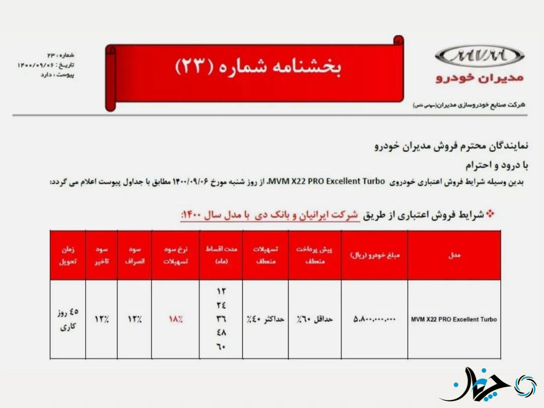 شرایط فروش ام‌وی‌ام ایکس22 پرو منتشر شد؛ (جزئیات)