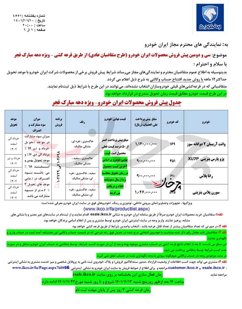 شرایط بزرگترین پیش‌فروش محصولات ایران خودرو اعلام شد (ویژه دهه فجر)