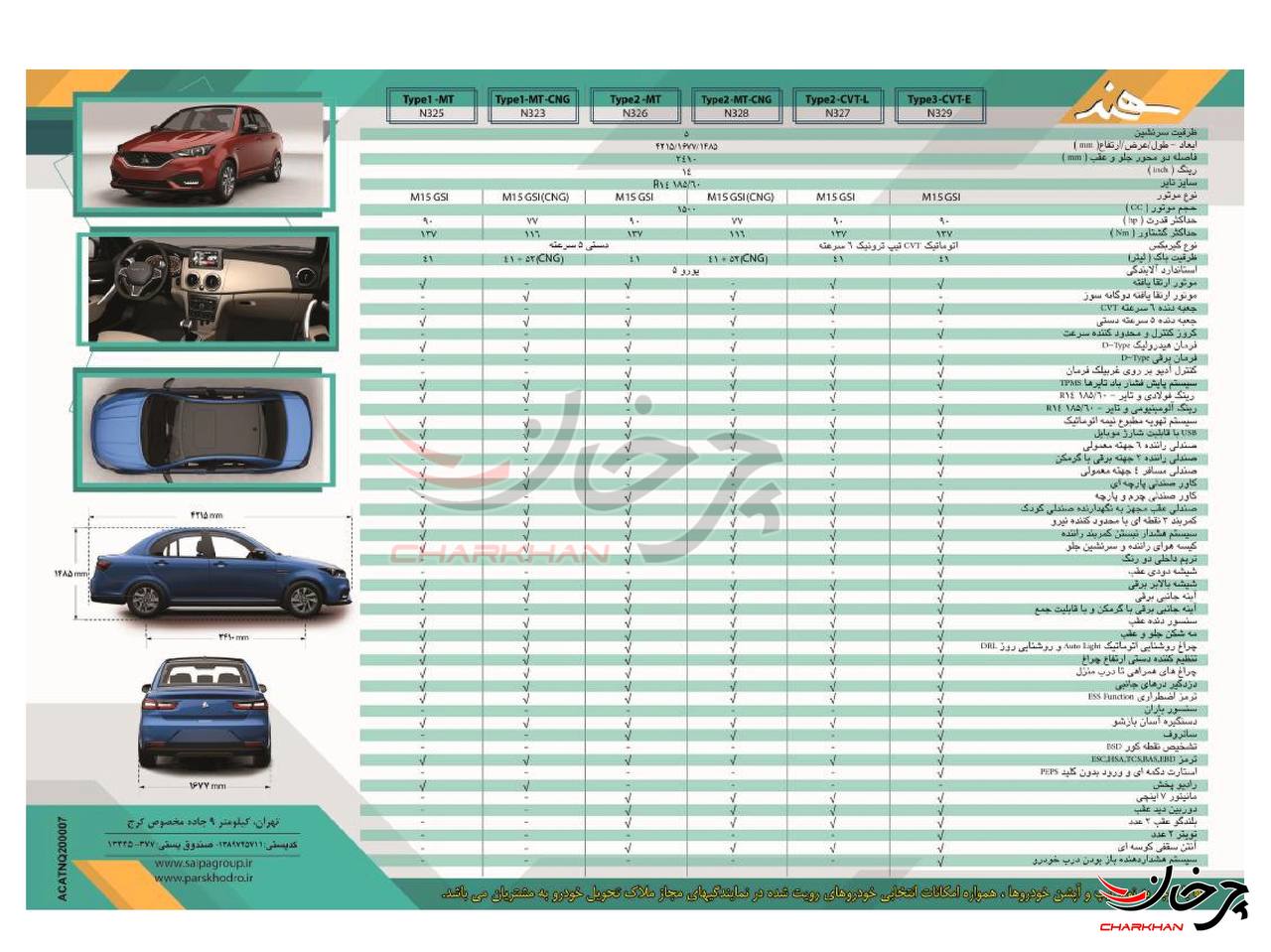 کاتالوگ خودرو جدید سایپا پارس خودرو سهند - SAIPA PARS KHODRO SAHAND