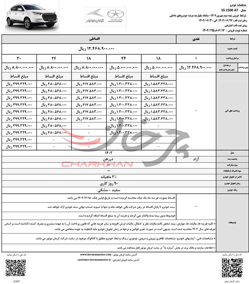فروش قسطی جک s5