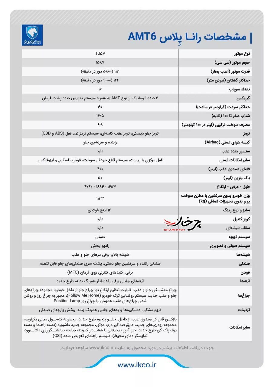 کاتالوگ ایران خودرو رانا پلاس نیمه اتوماتیک - IKCO RUNNA PLUS AMT