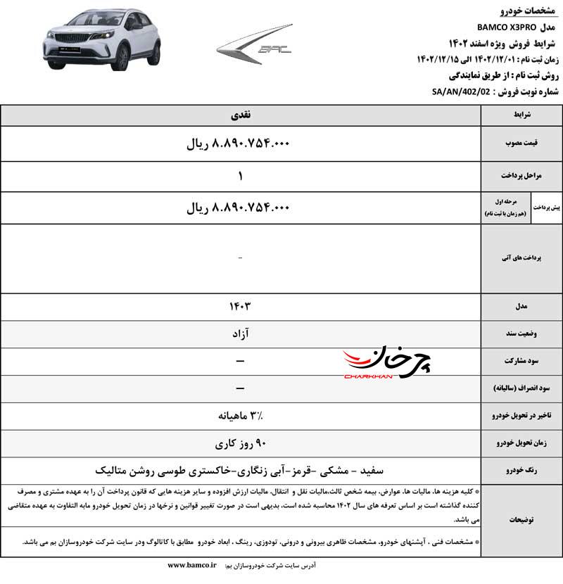 شرایط فروش ویژه BAC X3 PRO اعلام شد