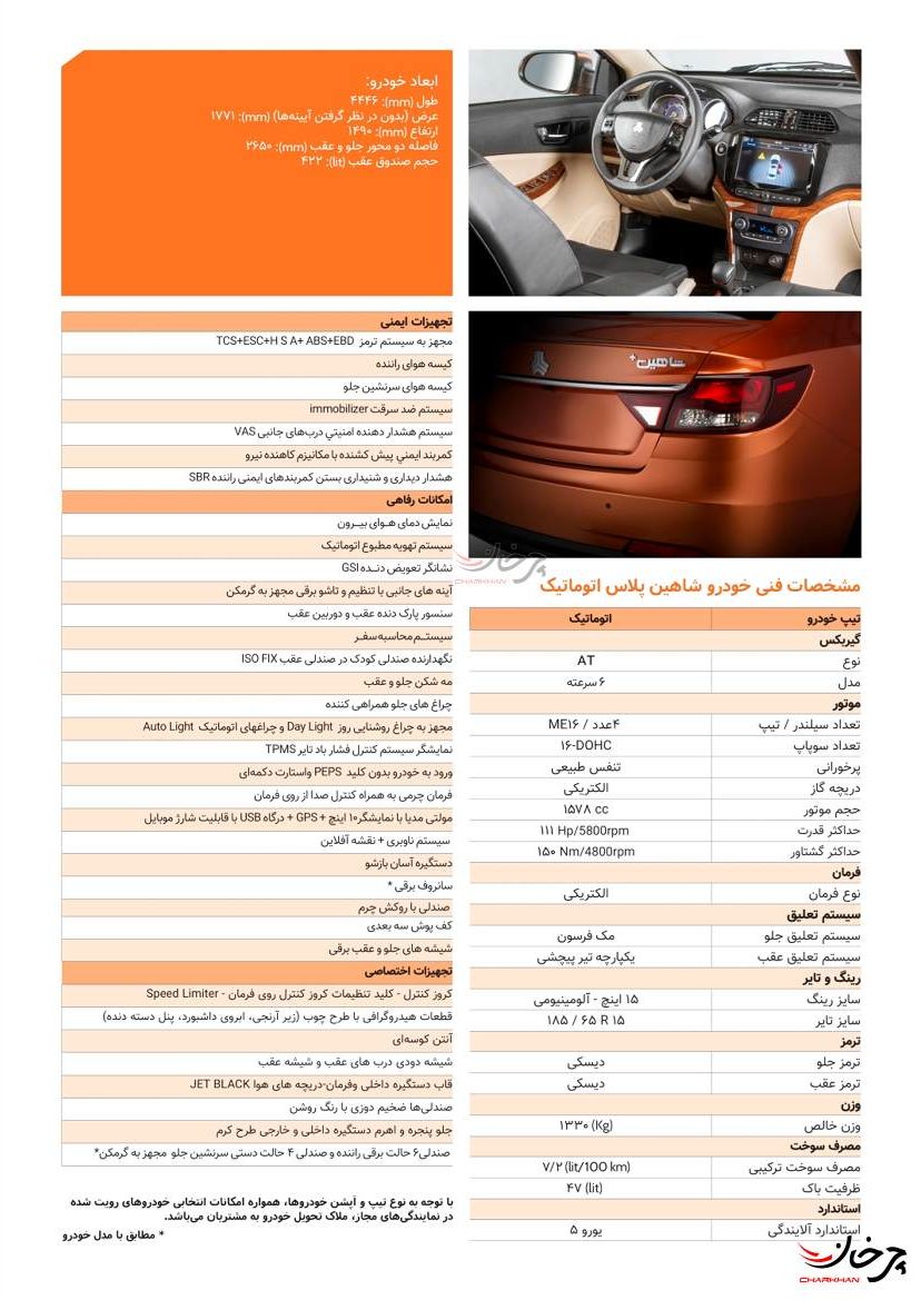 کاتالوگ خودرو شاهین پلاس در وبسایت سایپا بارگذاری و منتشر شد کاتالوگ سایپا شاهین پلاس اتوماتیک - SAIPA SHAHIN PLUS