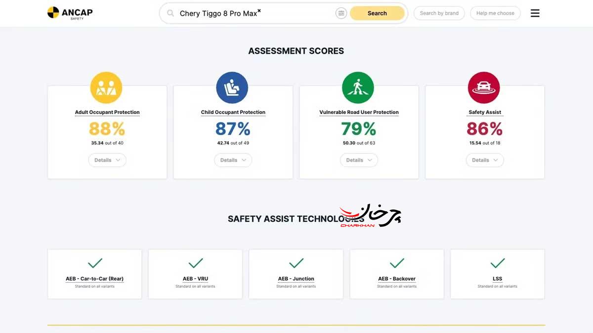 تیگو 8 پرو مکس و دریافت پنج ستاره ایمنی از ANCAP