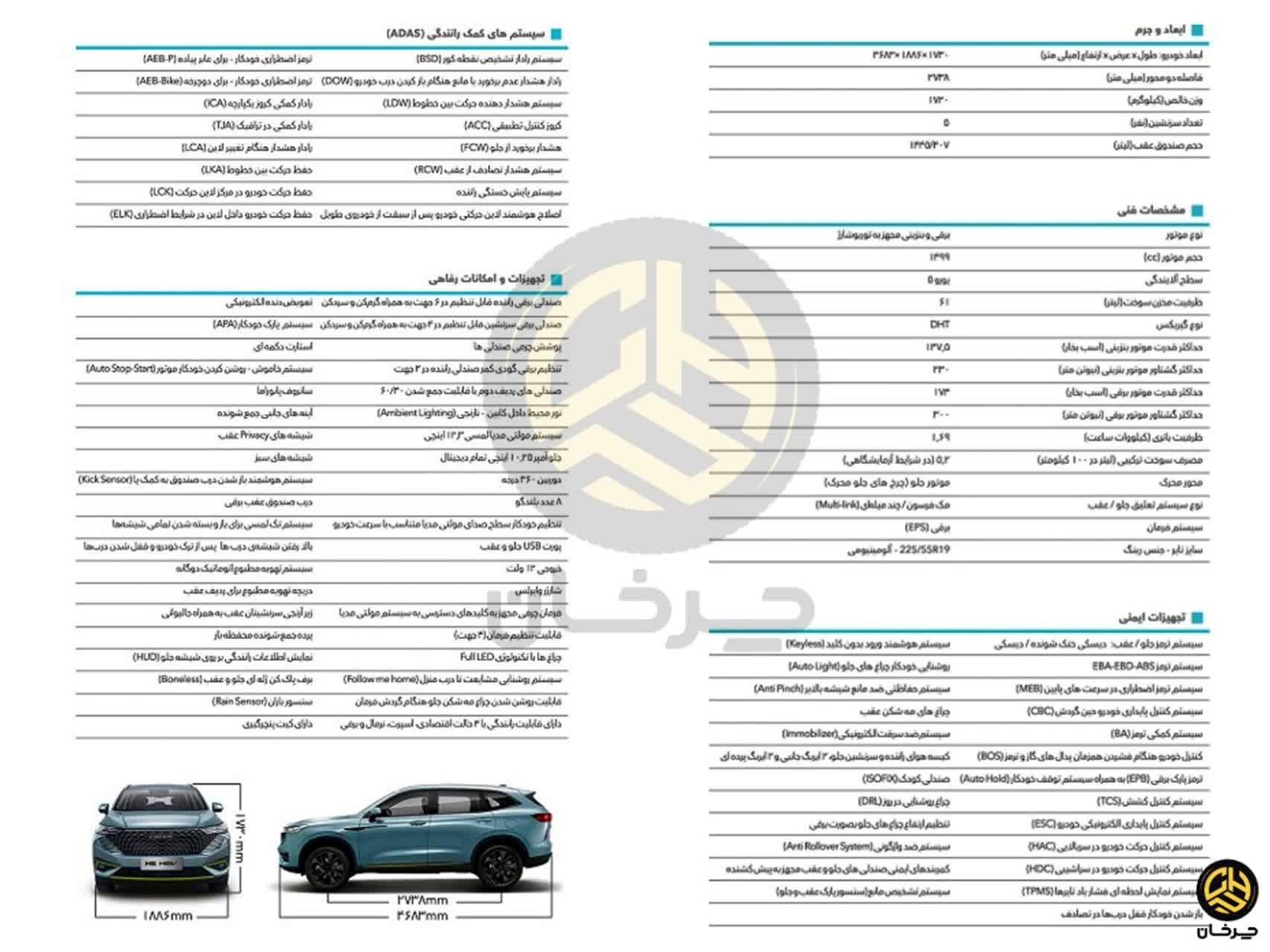 کاتالوگ شوال اچ 6 هیبرید CHEVAL H6 HYBRID HEV