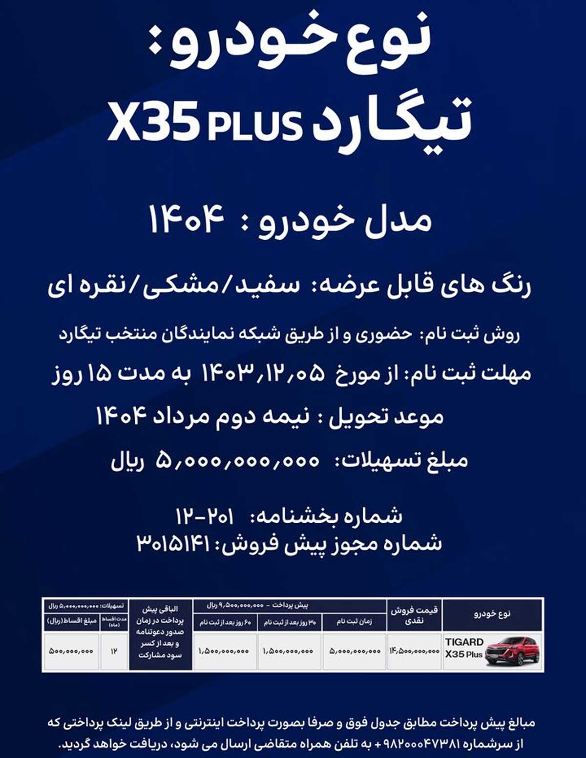 شرایط پیش‌فروش تیگارد X35 پلاس اعلام شد