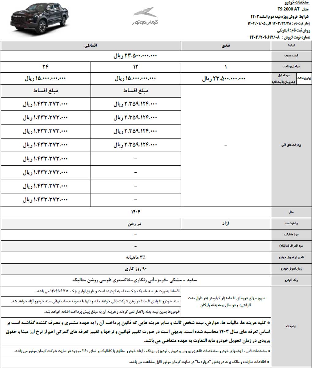 آغاز فروش نقدی و اقساطی KMC T9 و X5 کرمان موتور با تحویل 90 روزه