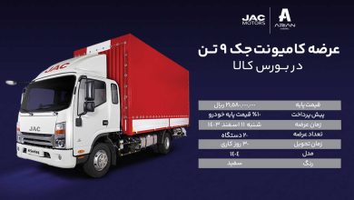 کامیونت جک 9 تن به‌عنوان با تحویل 15 روزه از طریق بورس کالا عرضه خواهد شد منبع سایت چرخان