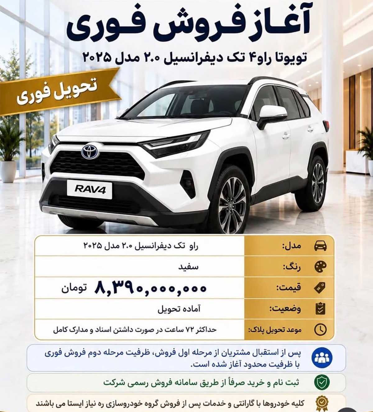 فروش ویژه تویوتا Rav4 ره نیاز ایستا