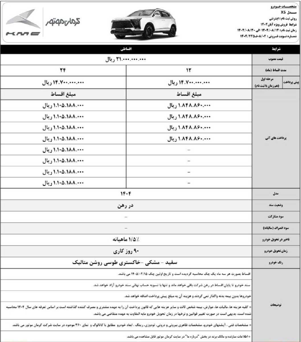 شرایط فروش کی ام سی X5