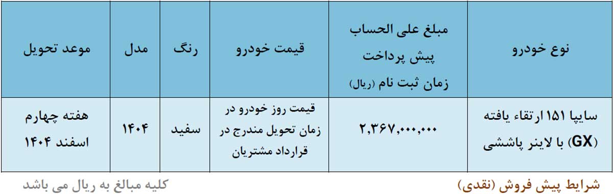 اعلام شرایط پیشفروش وانت سایپا 151 شرایط فروش وانت سایپا 151