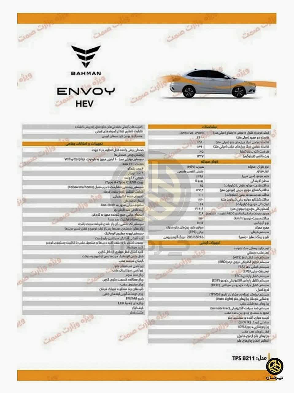 کاتالوگ بهمن موتور انوی BAHMAN ENVOY K532