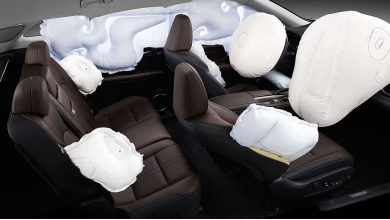 ایربگ‌های جلو، جانبی و پرده‌ای منبع سایت چرخان