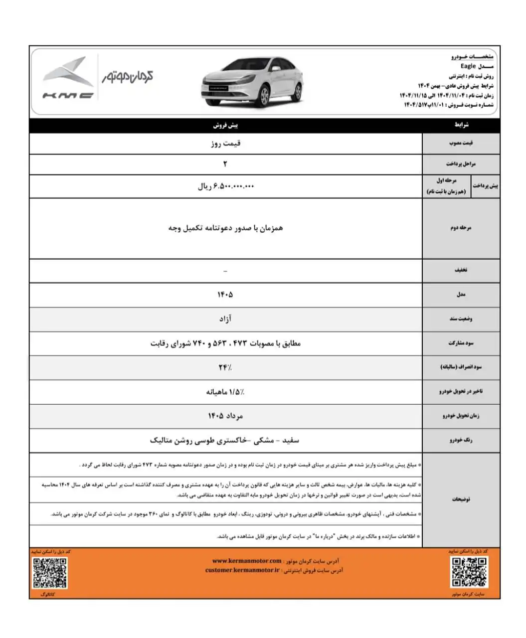 شرایط فروش محصولات کرمان موتور