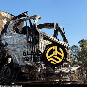 تصاویر خودروهای گرانقیمت امدادی آسیب دیده در اغتشاشات