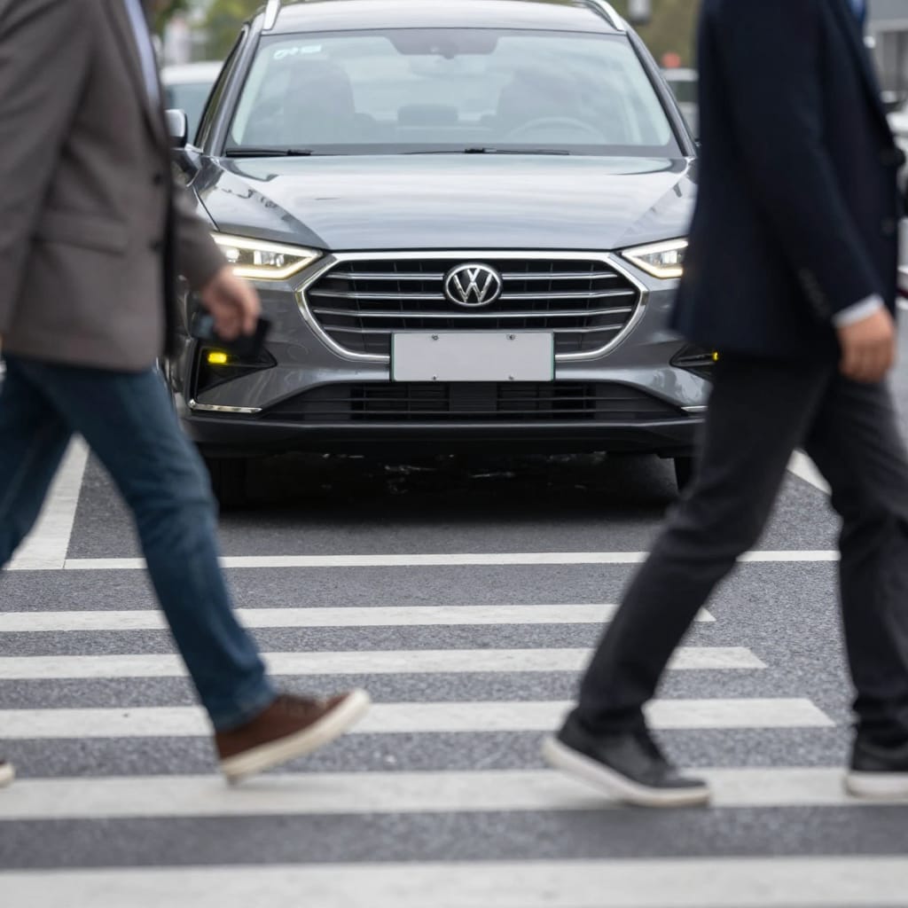 تفاوت بین ترمز اضطراری خودکار (AEB) و هشدار برخورد جلو (FCW) صحنه عبور عابر پیاده از جلو خودرو و عملکرد حسگرها برای ترمز اضطراری خودکار (AEB) و هشدار برخورد جلو